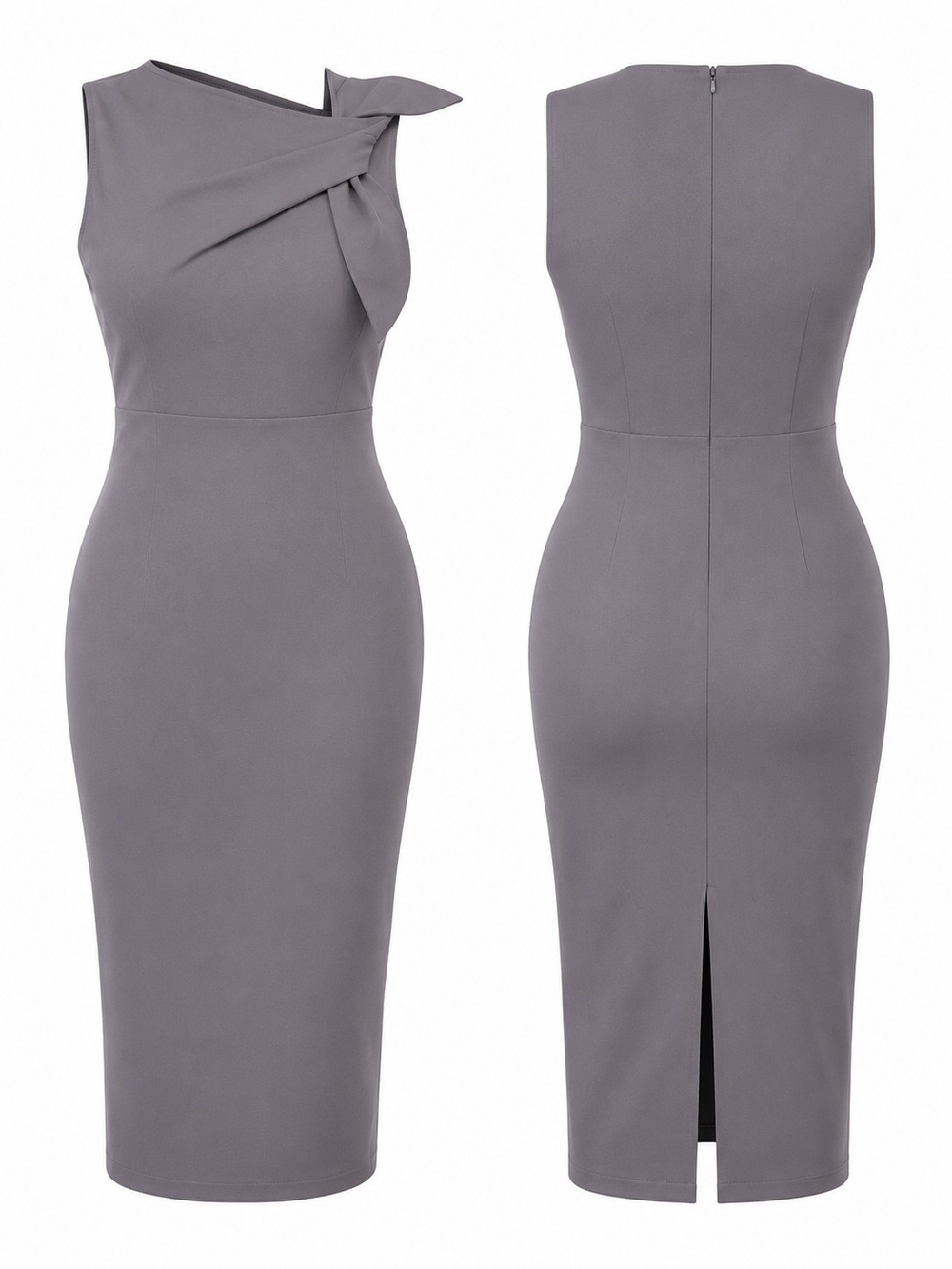 Elegant Sleeveless Sheath Dress in Gray - Picture 2 of 3